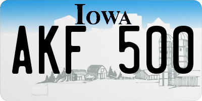 IA license plate AKF500