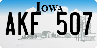 IA license plate AKF507