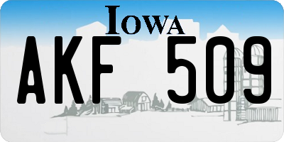 IA license plate AKF509