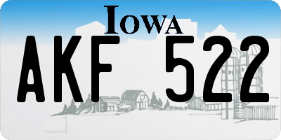 IA license plate AKF522