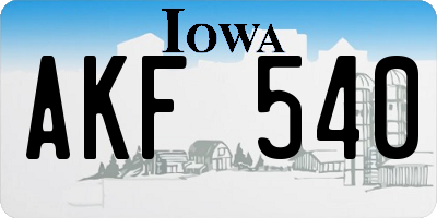 IA license plate AKF540