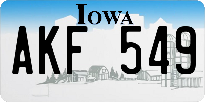 IA license plate AKF549