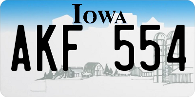 IA license plate AKF554