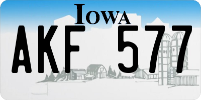 IA license plate AKF577