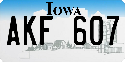 IA license plate AKF607