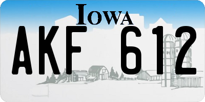 IA license plate AKF612
