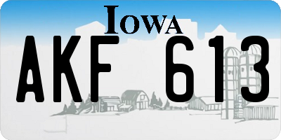 IA license plate AKF613