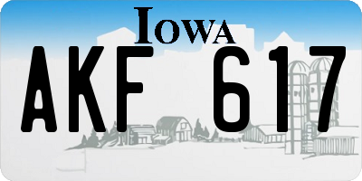 IA license plate AKF617