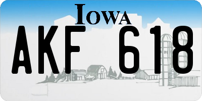 IA license plate AKF618