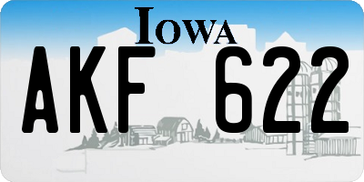 IA license plate AKF622