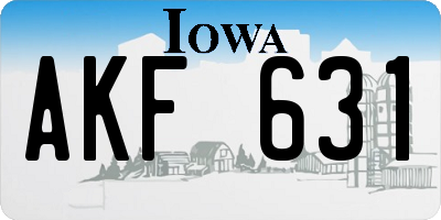 IA license plate AKF631