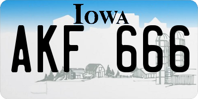 IA license plate AKF666