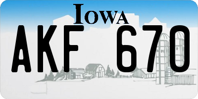 IA license plate AKF670