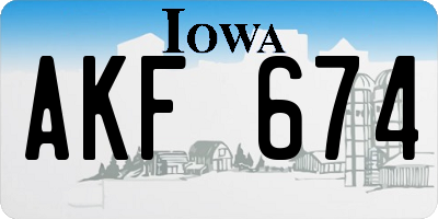 IA license plate AKF674