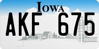 IA license plate AKF675