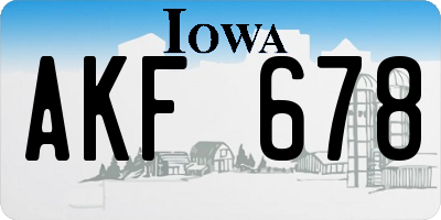 IA license plate AKF678