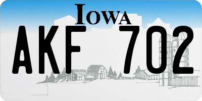 IA license plate AKF702