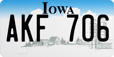 IA license plate AKF706