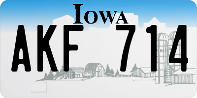 IA license plate AKF714