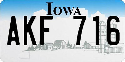 IA license plate AKF716