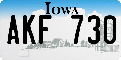 IA license plate AKF730