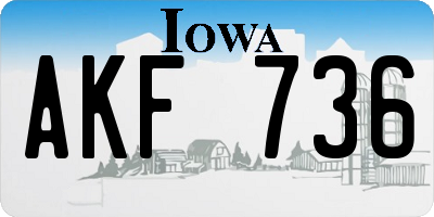 IA license plate AKF736