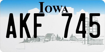 IA license plate AKF745