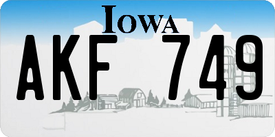 IA license plate AKF749