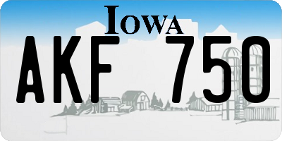 IA license plate AKF750