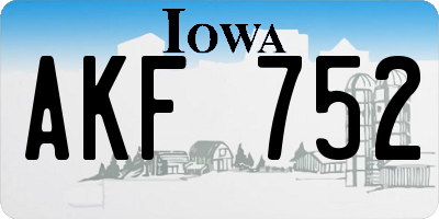IA license plate AKF752