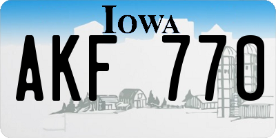 IA license plate AKF770