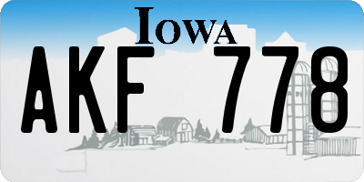 IA license plate AKF778
