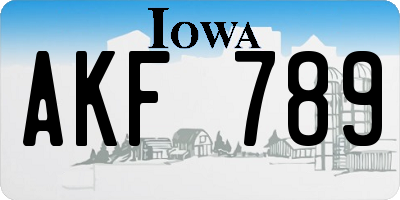 IA license plate AKF789