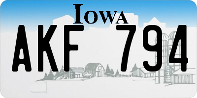 IA license plate AKF794