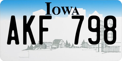 IA license plate AKF798