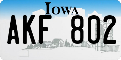 IA license plate AKF802