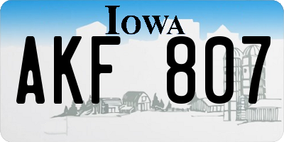 IA license plate AKF807