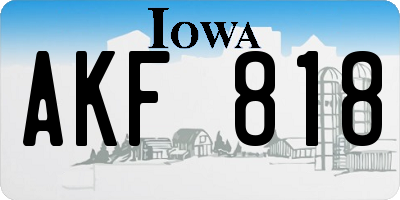 IA license plate AKF818