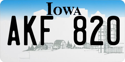 IA license plate AKF820