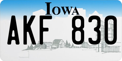 IA license plate AKF830