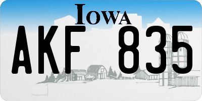 IA license plate AKF835