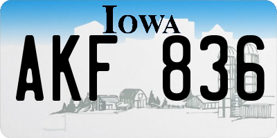 IA license plate AKF836