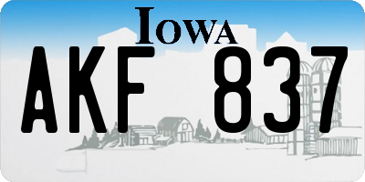 IA license plate AKF837