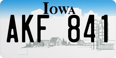IA license plate AKF841