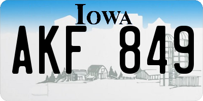IA license plate AKF849
