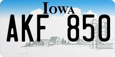 IA license plate AKF850