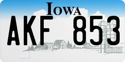 IA license plate AKF853