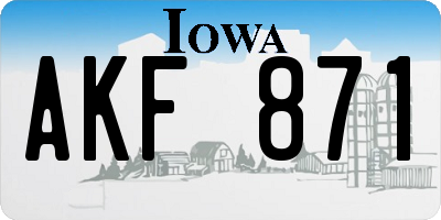 IA license plate AKF871