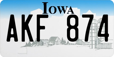 IA license plate AKF874