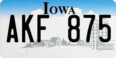 IA license plate AKF875